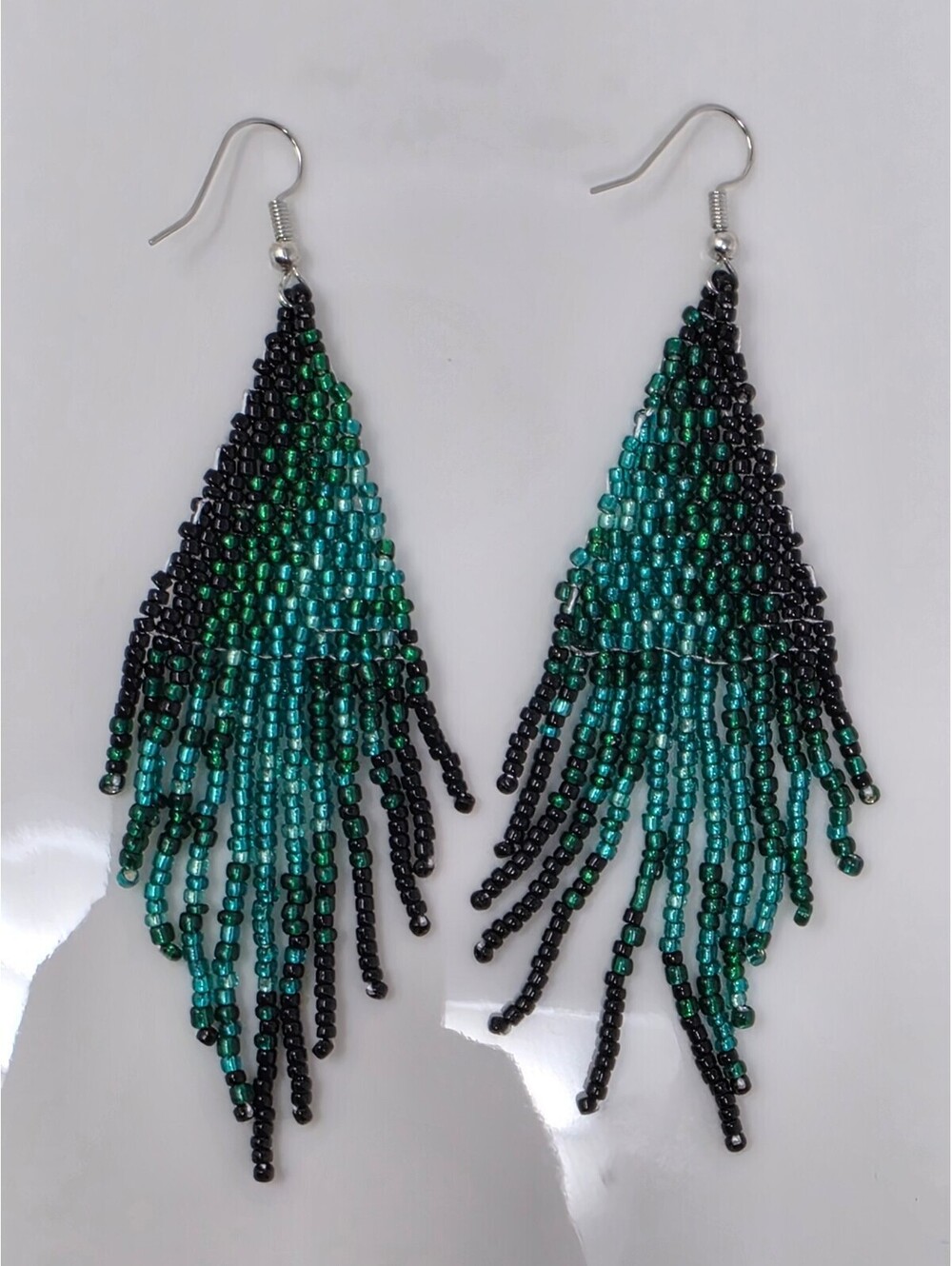 Iridescence Beaded Fringe Earrings